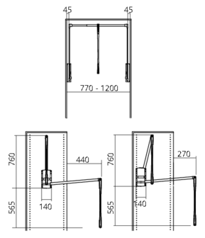 Garderobelift 10 kg 770-1200 mm