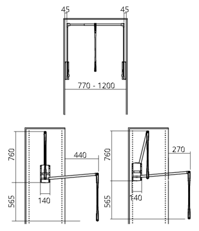 Garderobelift 10 kg 770-1200 mm